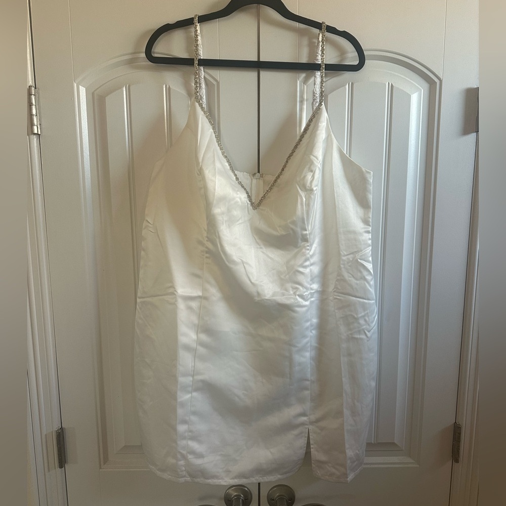 Elegant White Satin Chemise